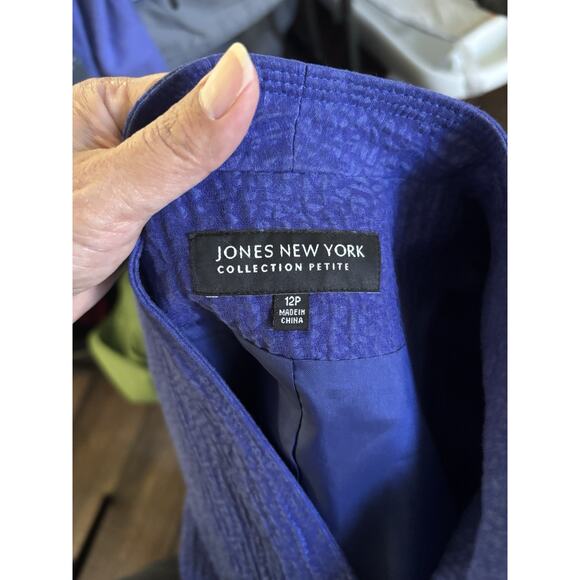 Jones New York Collection 12 Petite Linen Silk Jacket Blazer Purple Lagenlook - Picture 6 of 8